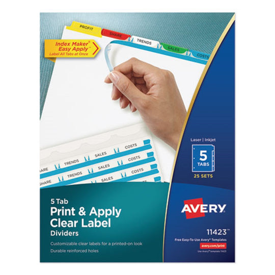 PRINT & APPLY INDEX MAKER INDEX DIVIDER - 5 COLOR TABS - LETTER