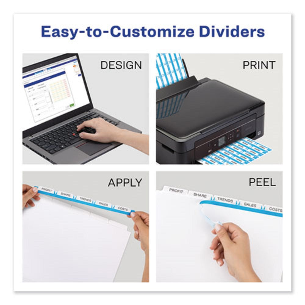 PRINT & APPLY INDEX MAKER INDEX DIVIDER - 5 COLOR TABS - LETTER