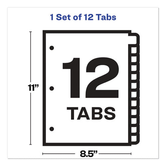 READY INDEX - INDEX MAKER CLEAR LABEL DIVIDERS - 12 WHITE TABS