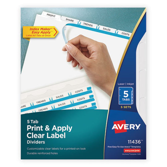 PRINT & APPLY CLEAR LABEL DIVIDERS - INDEX MAKER EASY APPLY LABEL STRIP