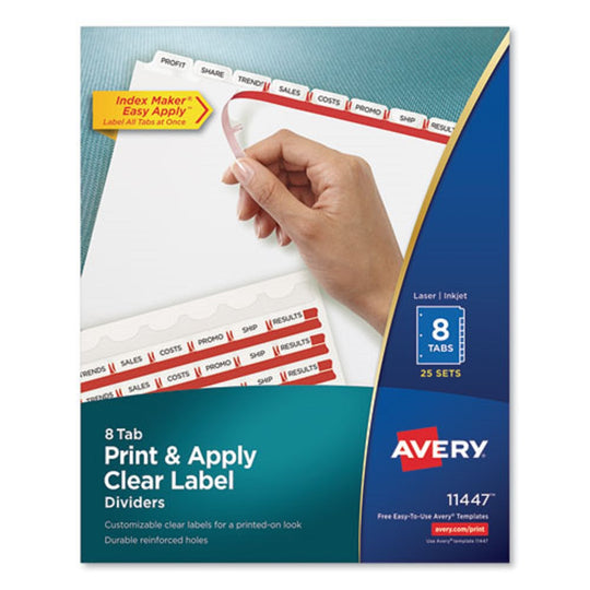 AVERY PRINT & APPLY CLEAR LABEL DIVIDERS - INDEX MAKER EASY APPLY LABEL STRIP