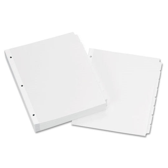 WRITE & ERASE PLAIN-TAB PAPER DIVIDERS, 8 TAB, LETTER - WHITE