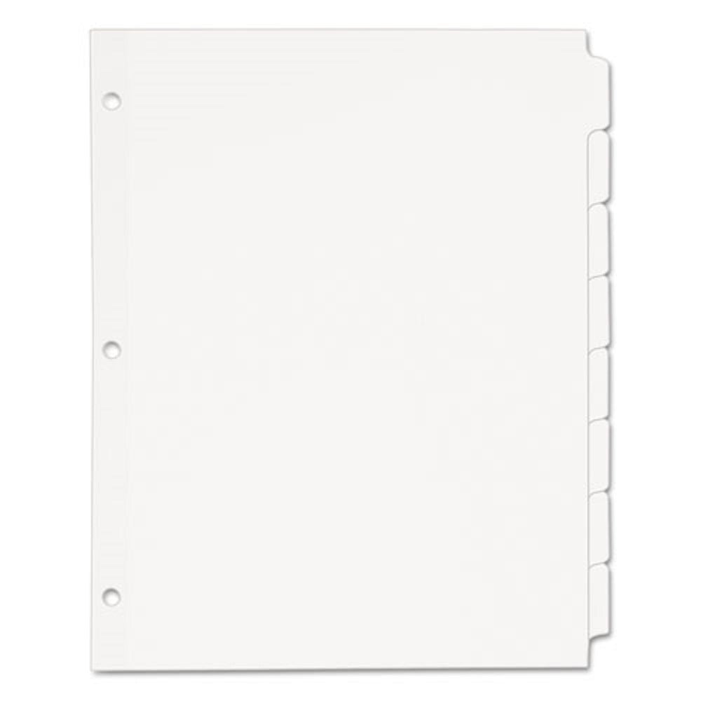 WRITE & ERASE PLAIN-TAB PAPER DIVIDERS, 8 TAB, LETTER - WHITE