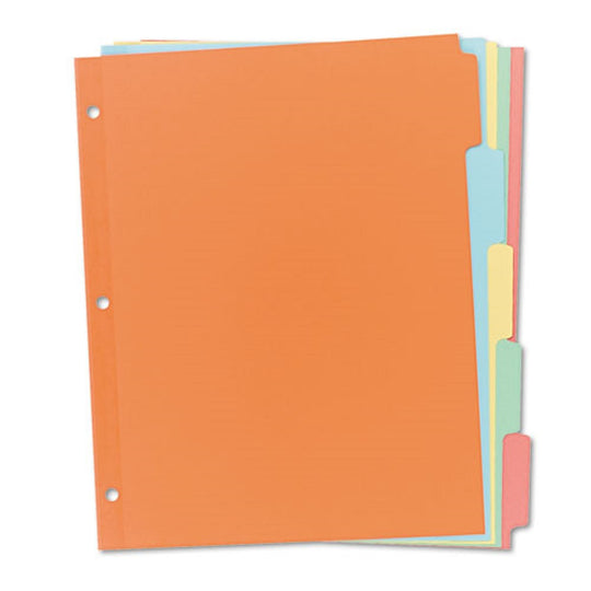 WRITE AND ERASE PLAIN-TAB PAPER DIVIDERS, 5 TAB, LETTER - MULTICOLOR