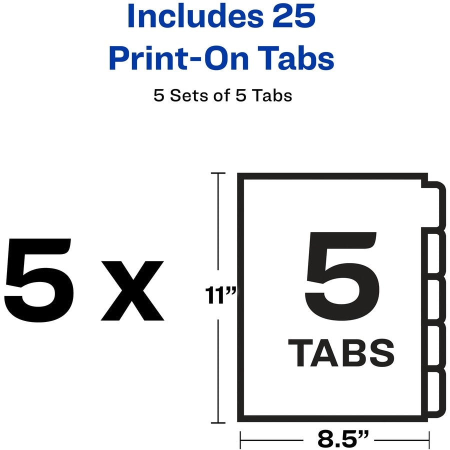 CUSTOMIZABLE PRINT-ON DIVIDERS, 5 TAB