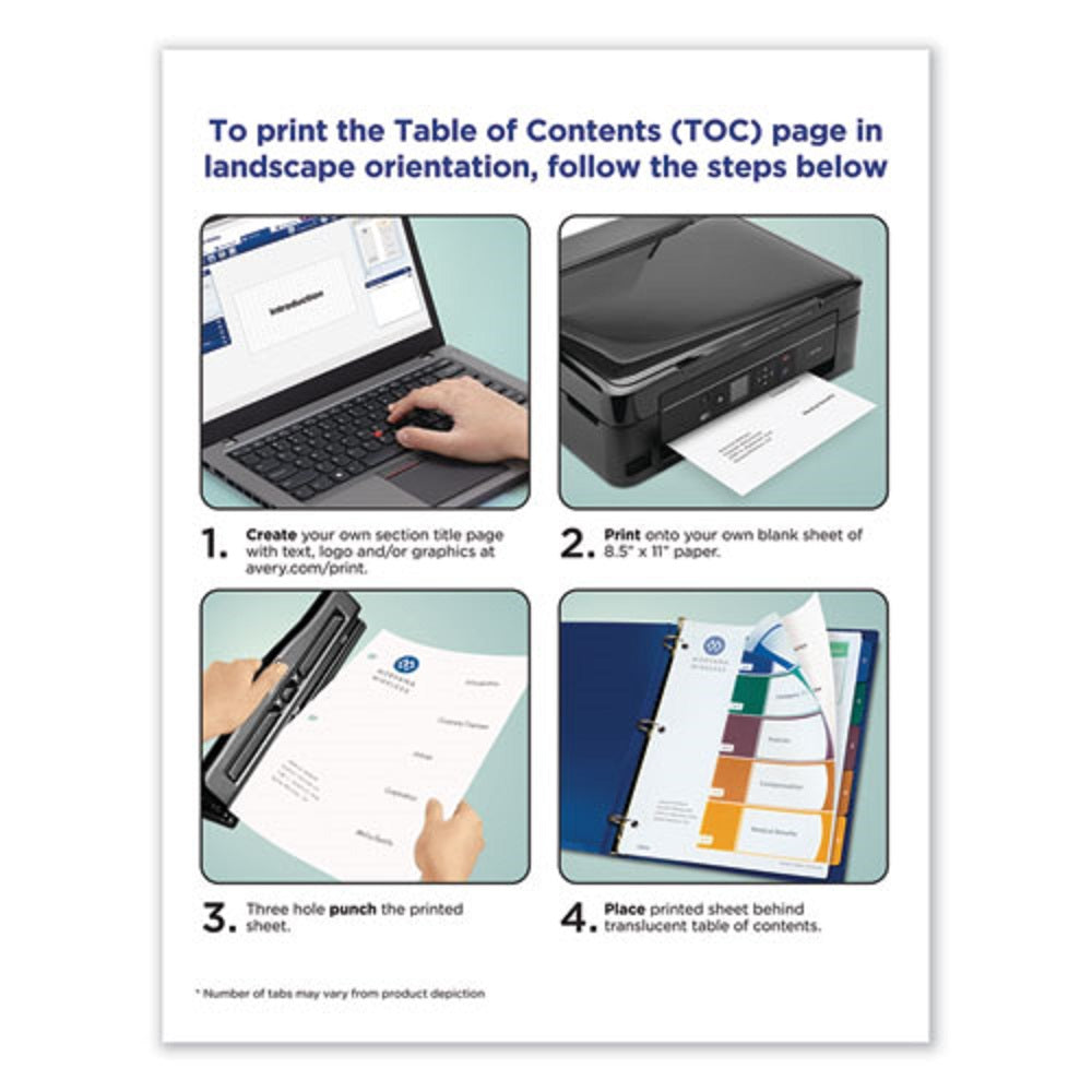 READY INDEX CUSTOMIZABLE TOC BINDER DIVIDERS - MULTICOLOR TABS