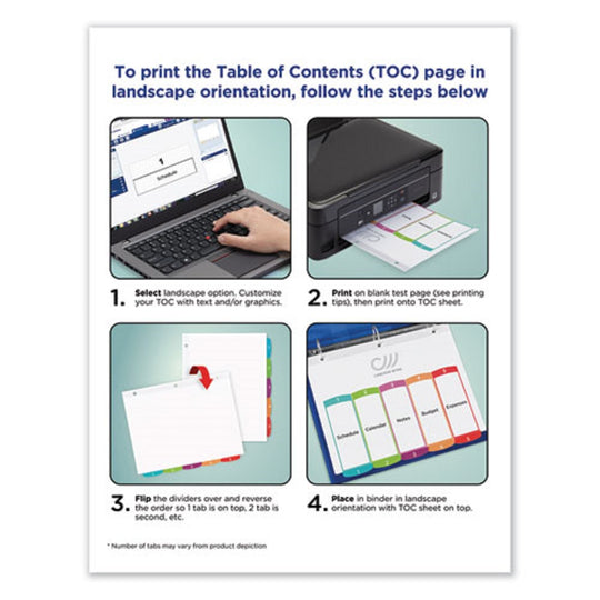 CUSTOMIZABLE TOC READ INDEX MULTICOLOR DIVIDERS - LETTER