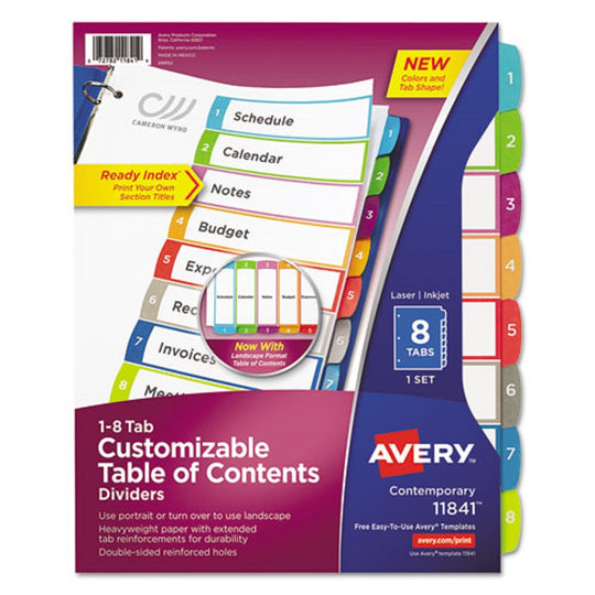 READY INDEX CUSTOMIZABLE TOC BINDER DIVIDERS - MULTICOLOR DIVIDERS