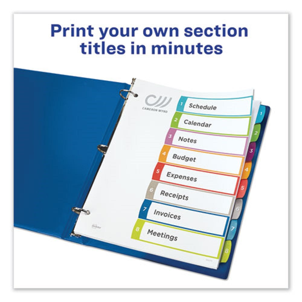 READY INDEX CUSTOMIZABLE TOC BINDER DIVIDERS - MULTICOLOR DIVIDERS