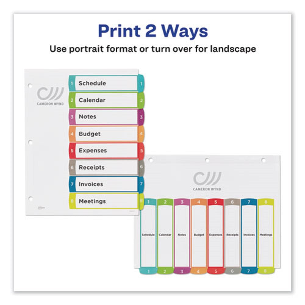 READY INDEX CUSTOMIZABLE TOC BINDER DIVIDERS - MULTICOLOR DIVIDERS