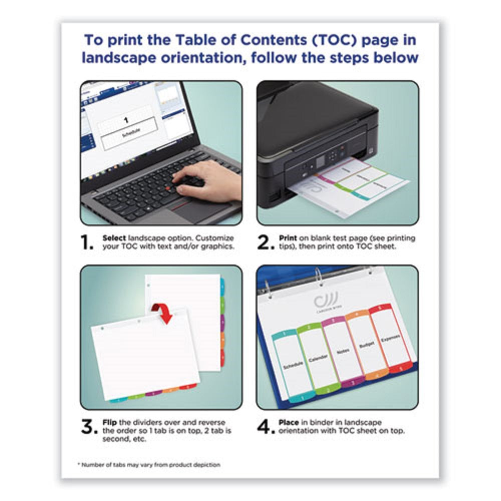 READY INDEX CUSTOMIZABLE TOC BINDER DIVIDERS - MULTICOLOR DIVIDERS