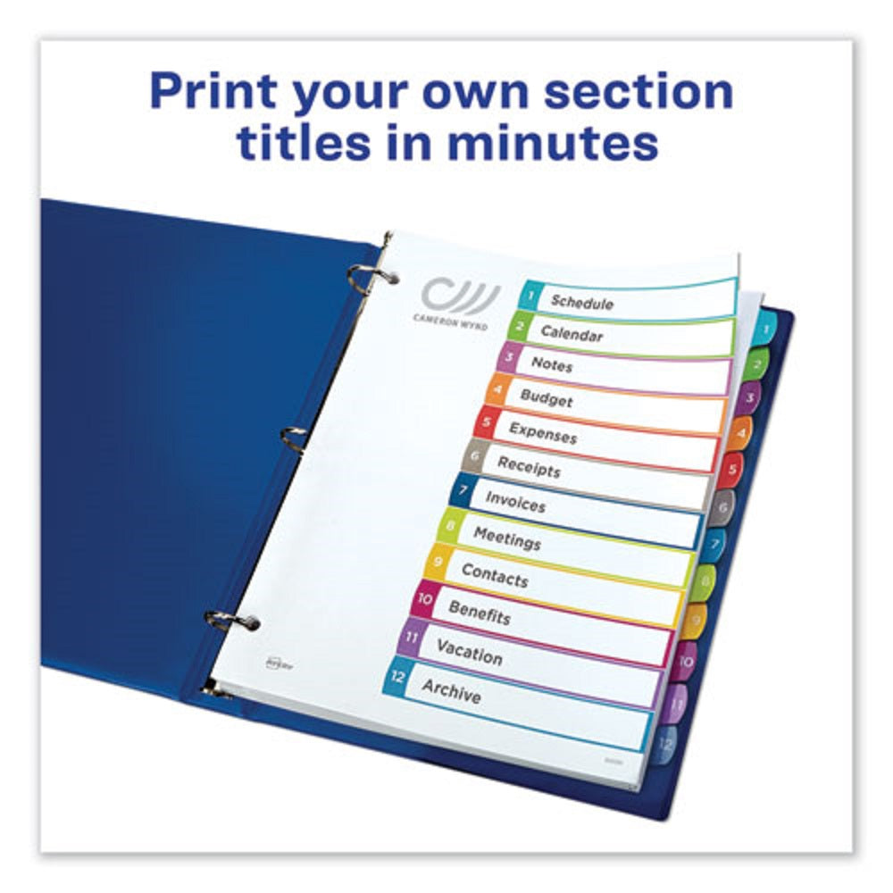 DIVIDERS,INDEX, READY INDEX DIVIDERS -CUSTOMIZABLE TABLE OF CONTENTENS - 1-12 TABS