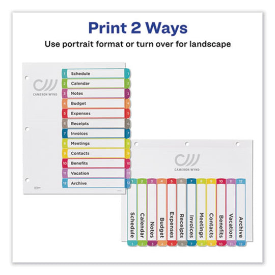 DIVIDERS,INDEX, READY INDEX DIVIDERS -CUSTOMIZABLE TABLE OF CONTENTENS - 1-12 TABS