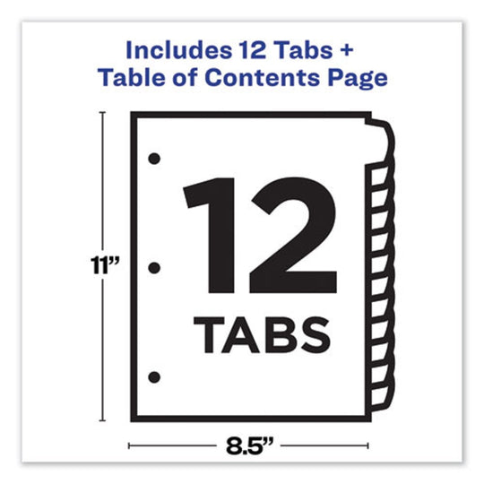 DIVIDERS,INDEX, READY INDEX DIVIDERS -CUSTOMIZABLE TABLE OF CONTENTENS - 1-12 TABS