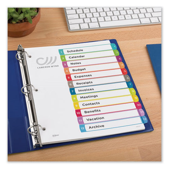 DIVIDERS,INDEX, READY INDEX DIVIDERS -CUSTOMIZABLE TABLE OF CONTENTENS - 1-12 TABS