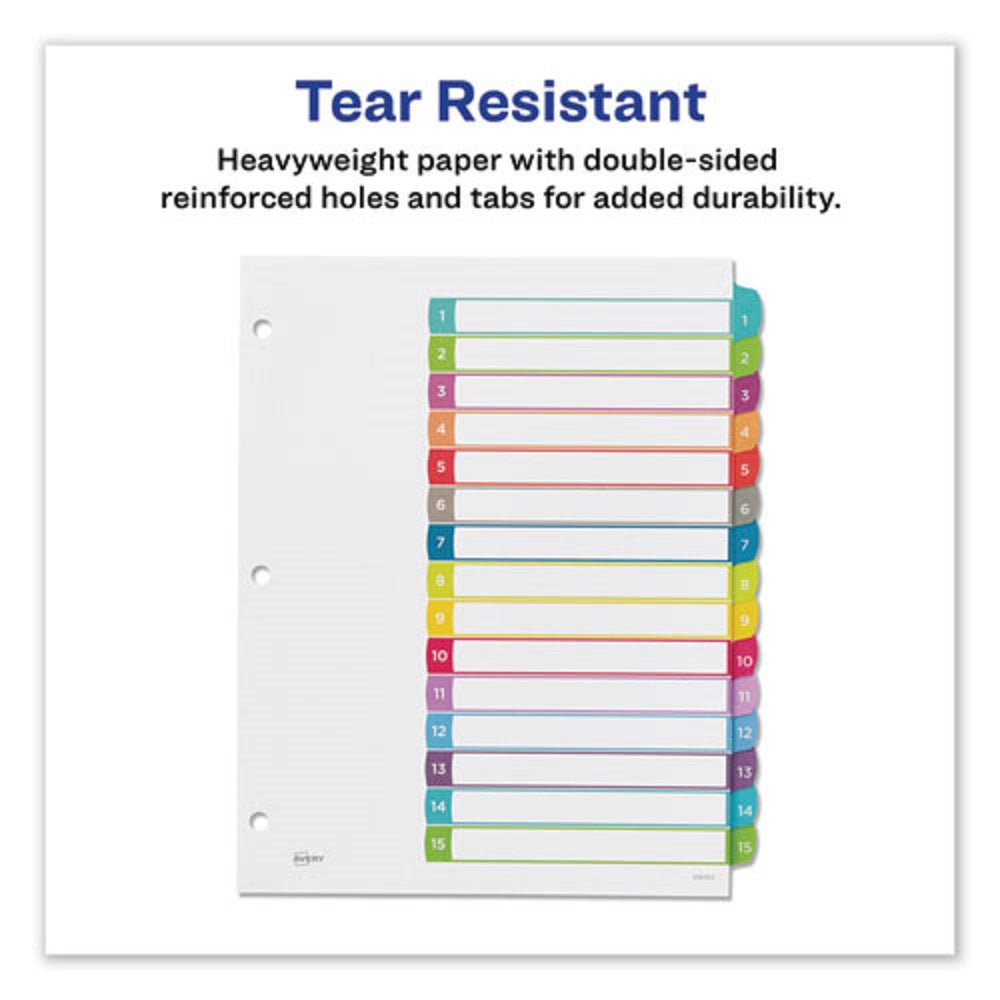 CUSTOMIZABLE TOC READY INDEX - MULTICOLOR DIVIDERS, 1-15 - LETTER