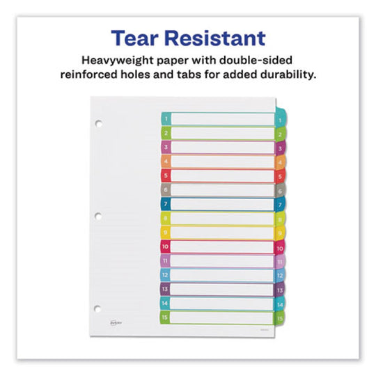 CUSTOMIZABLE TOC READY INDEX - MULTICOLOR DIVIDERS, 1-15 - LETTER