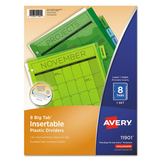 BIG TAB INSERTABLE PLASTIC DIVIDERS - MULTI-COLOR TABS