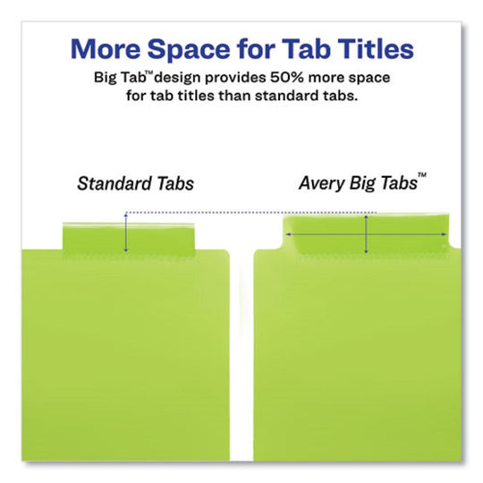 BIG TAB INSERTABLE PLASTIC DIVIDERS - MULTI-COLOR TABS