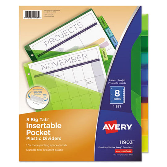 AVERY BIG TAB INSERTABLE PLASTIC DIVIDERS w/POCKETS