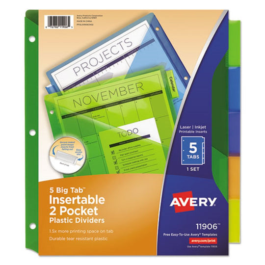 AVERY BIG TAB INSERTABLE 2 POCKET DIVIDERS