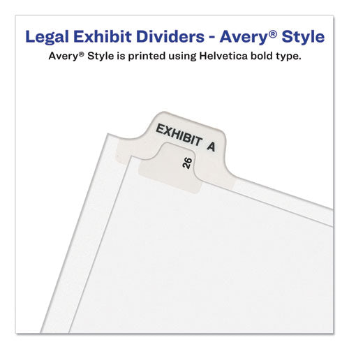 PREPRINTED LEGAL EXHIBIT SIDE TAB INDEX DIVIDERS, AVERY STYLE, 25 TAB - WHITE