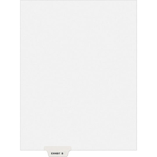 PREPRINTED LEGAL BOTTOM TAB DIVIDER, EXHIBIT B,  AVERY STYLE - WHITE