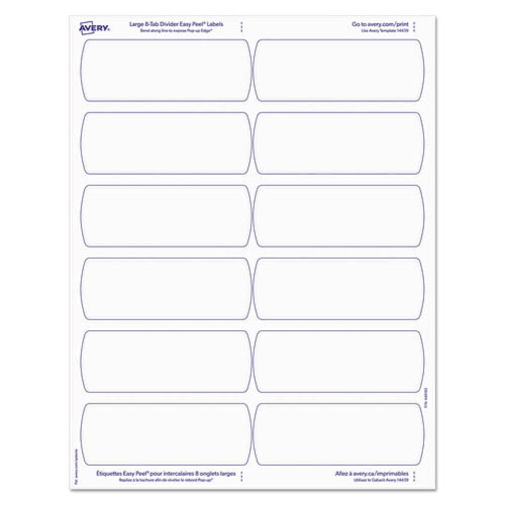 AVERY BIG TAB PRINTABLE LARGE WHITE DEVIDERS W/EASY PEEL - 8 TABS