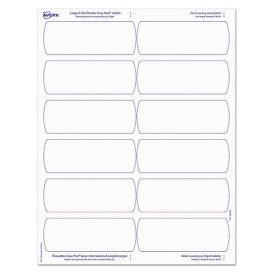 AVERY BIG TAB PRINTABLE LARGE WHITE DEVIDERS W/EASY PEEL - 8 TABS