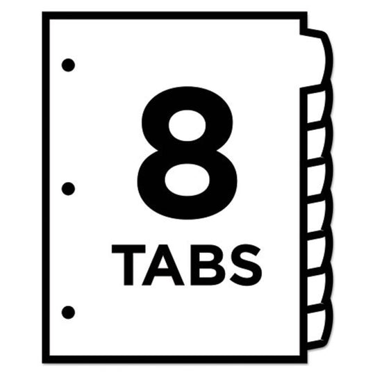 AVERY BIG TAB PRINTABLE LARGE WHITE DEVIDERS W/EASY PEEL - 8 TABS