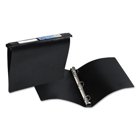 HANGING STORAGE FLEXIBLE NON-VIEW BINDER W/ ROUND RINGS - BLACK