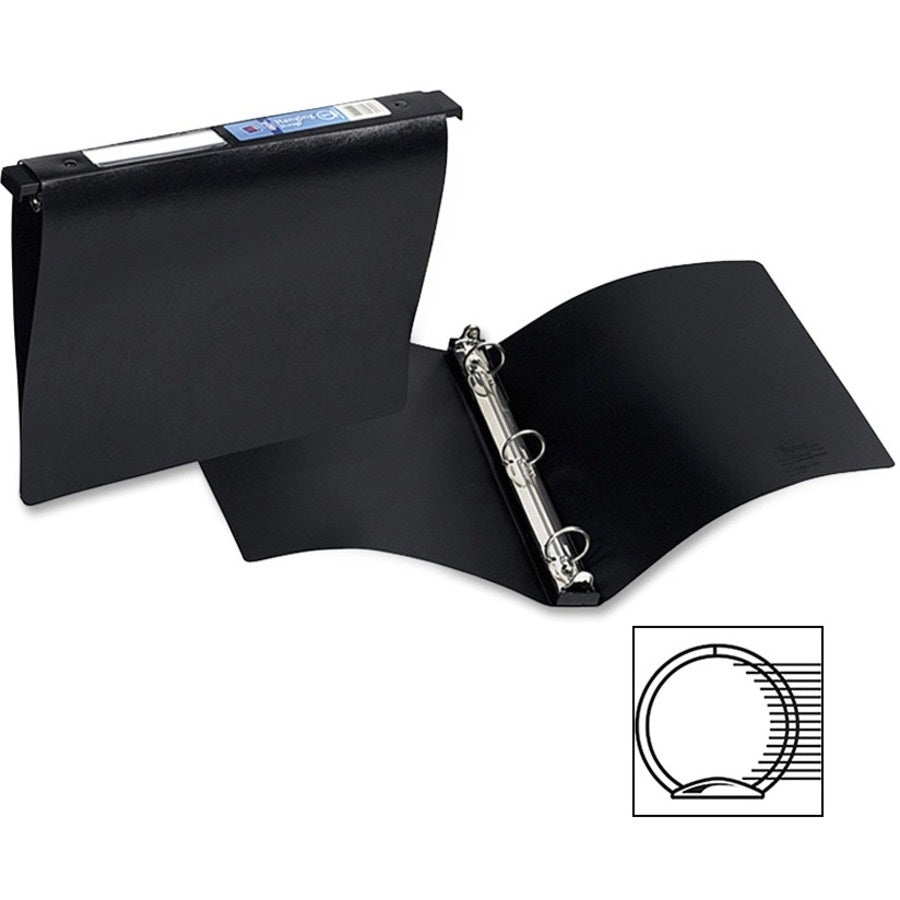 HANGING STORAGE FLEXIBLE NON-VIEW BINDER W/ ROUND RINGS - BLACK