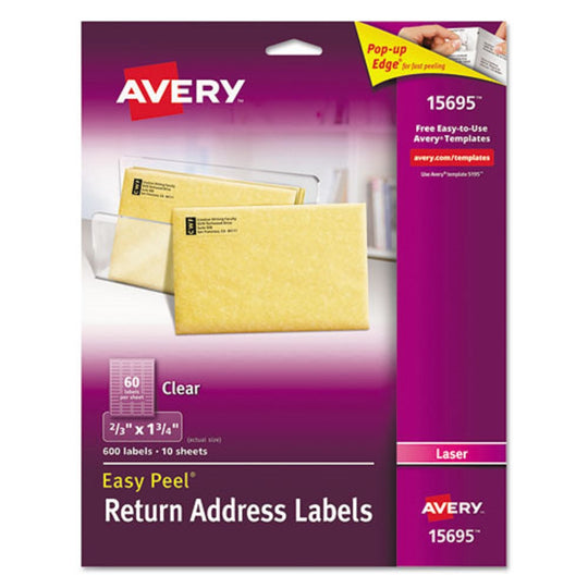 MATTE CLEAR EASY PEEL MAILING LABELS W/ SURE FEED TECHNOLOGY, LASER PRINTERS - CLEAR