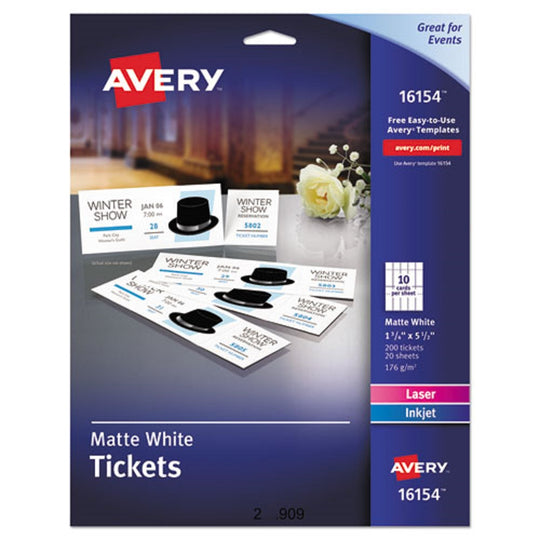 PRINTABLE TICKETS W/ TEAR-AWAY STUBS - WHITE