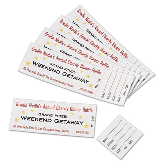 PRINTABLE TICKETS W/ TEAR-AWAY STUBS - WHITE