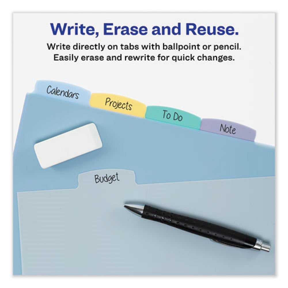 BIG TAB WRITE & ERASE DURABLE DIVIDERS - 5 MULTI-COLOR TABS