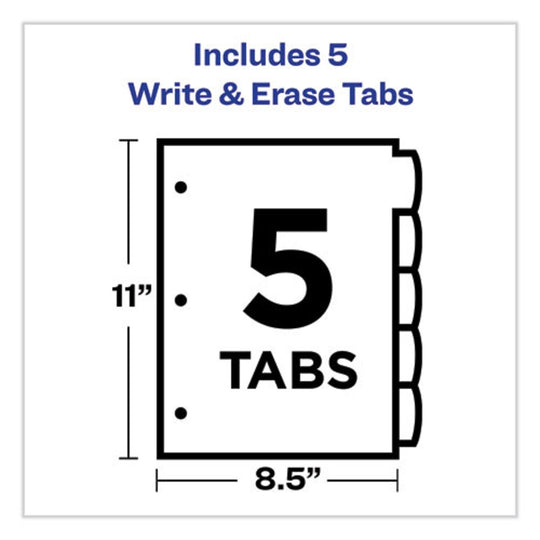 BIG TAB WRITE & ERASE DURABLE DIVIDERS - 5 MULTI-COLOR TABS