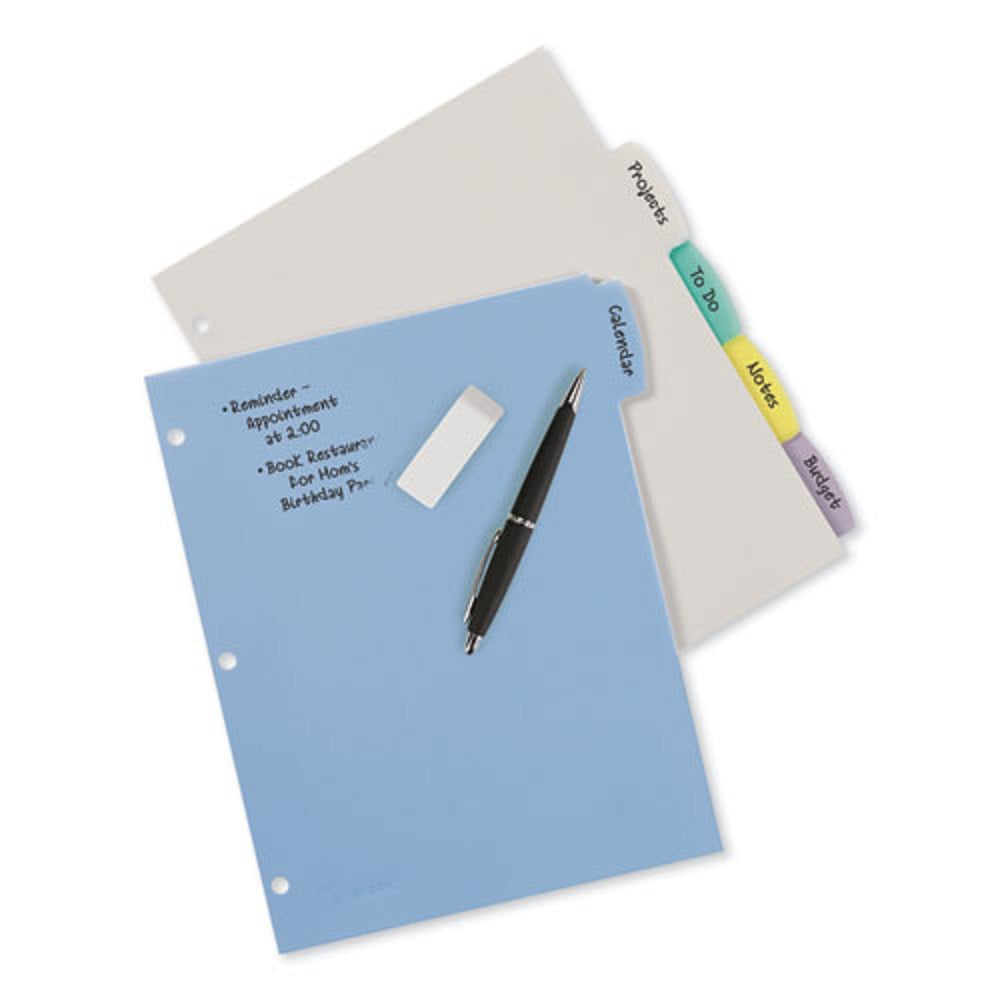 BIG TAB WRITE & ERASE DURABLE DIVIDERS - 5 MULTI-COLOR TABS