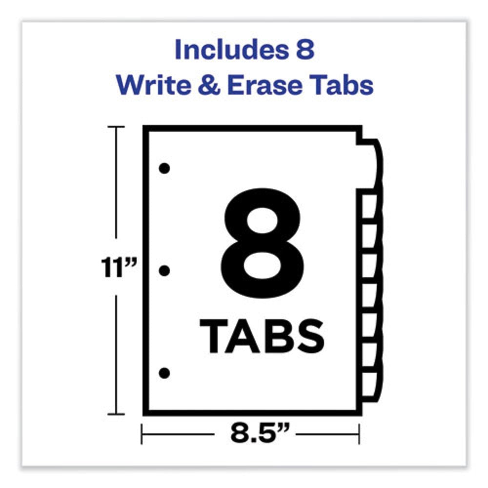 AVERY BIG TAB WRITE & ERASE DURABLE PLASTIC DIVIDERS - 8 MULTICOLOR TABS - 1 SET