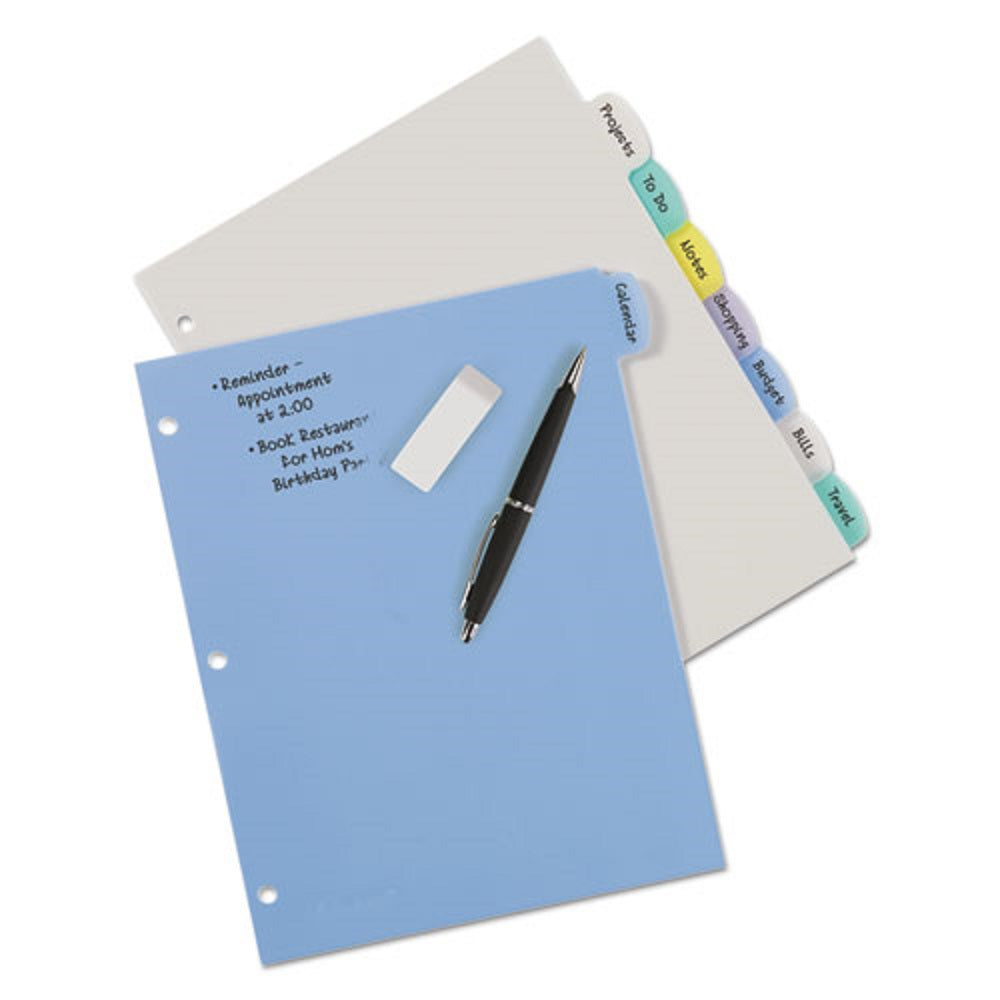 AVERY BIG TAB WRITE & ERASE DURABLE PLASTIC DIVIDERS - 8 MULTICOLOR TABS - 1 SET