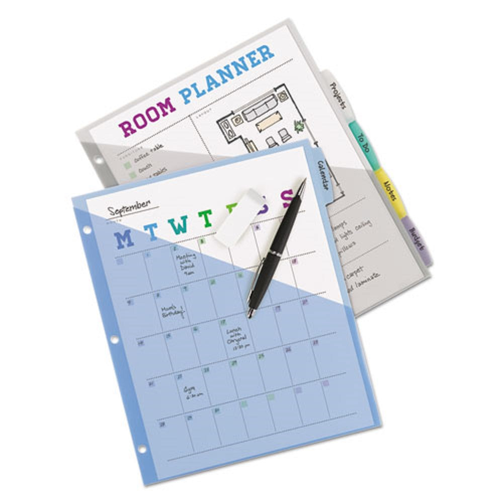 WRITE & ERASE DURABLE PLASTIC DIVIDERS W/ POCKETS - MULTI-COLOR - 5 TABS