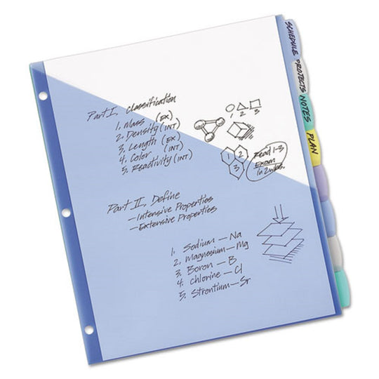 WRITE & ERASE DURABLE DIVIDERS W/ POCKETS - 8 TAB - MULTI-COLOR