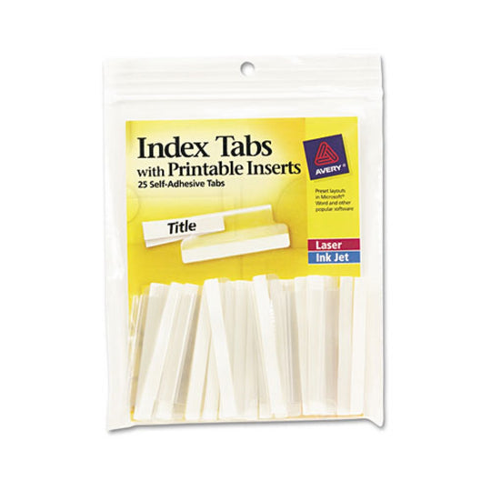 INSERTABLE INDEX TABS W/ PRINTABLE INSERTS - CLEAR PLASTIC