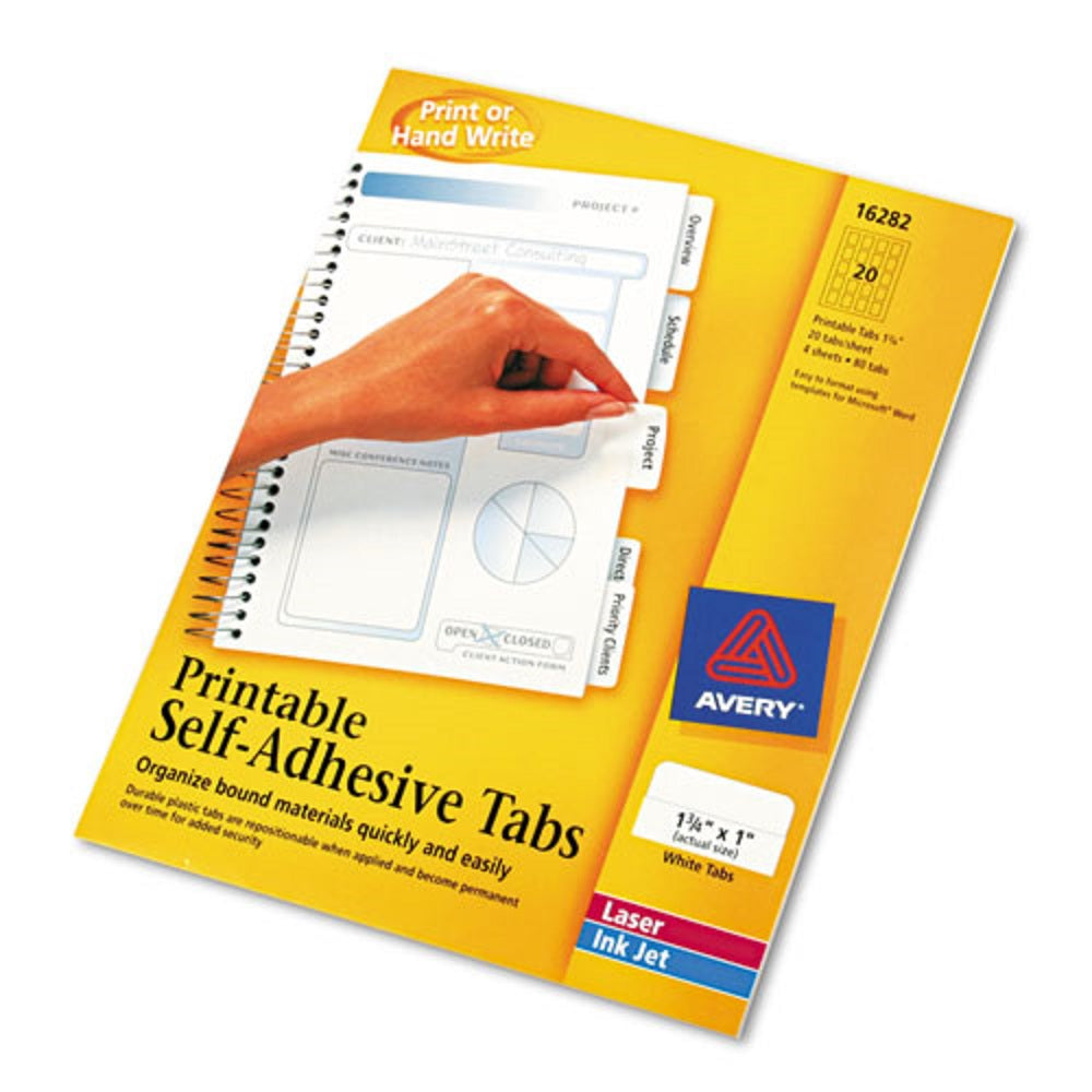 PRINTABLE REPOSITIONALBE TABS - WHITE