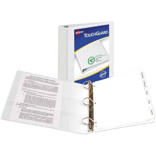 TOUGHGUARD PROTECTION HEAVY DUTY VIEW BINDERS W/ SLANT RINGS - WHITE