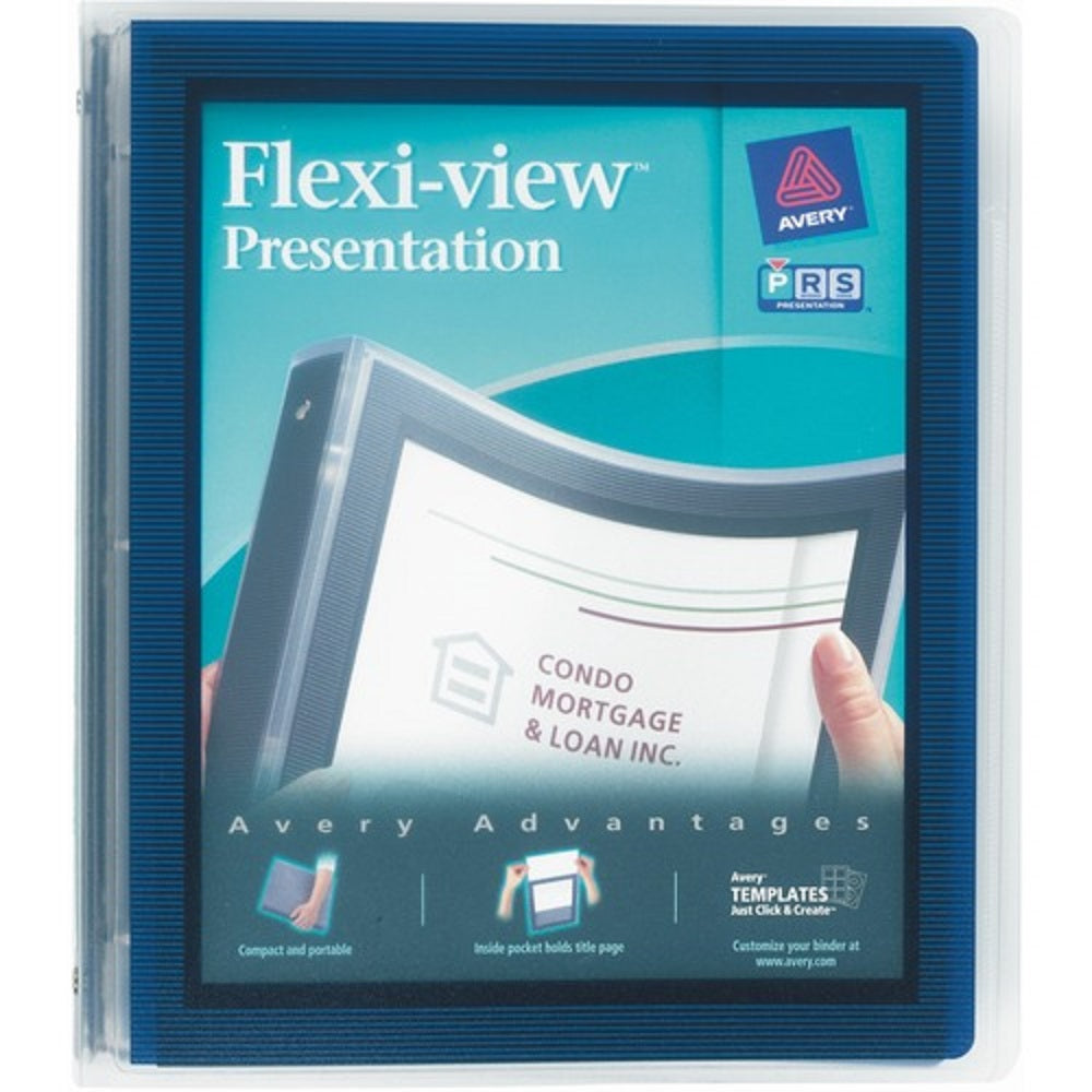 FLEXI-VIEW VIEW BINDER W/ ROUND RINGS - NAVY BLUE