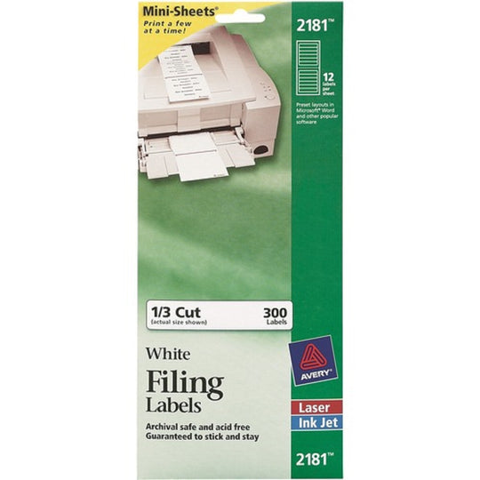 MINI-SHEETS PERMANENT FILE FOLDER LABELS - WHITE