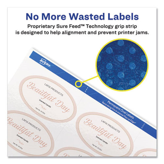 OVAL LABELS W/ SURE FEED AND EASY PEEL - GLOSSY WHITE