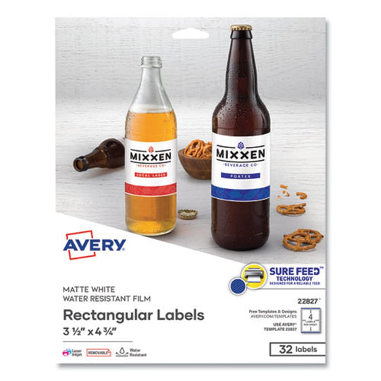 REMOVABLE PRINT-TO-THE-EDGE LABELS W/ SURE FEED TECHNOLOGY - WHITE