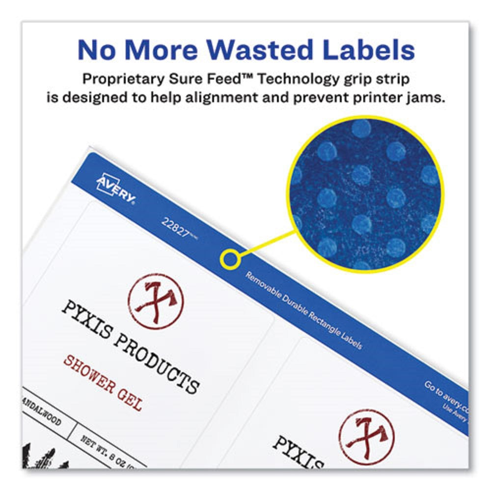 REMOVABLE PRINT-TO-THE-EDGE LABELS W/ SURE FEED TECHNOLOGY - WHITE